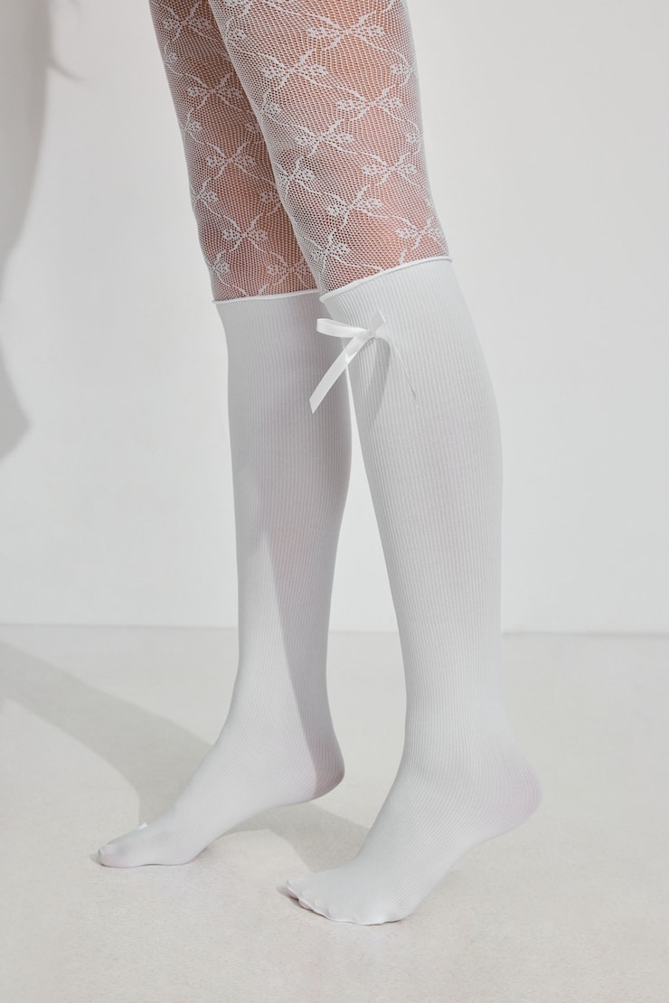 Bow Tights White - Image 3