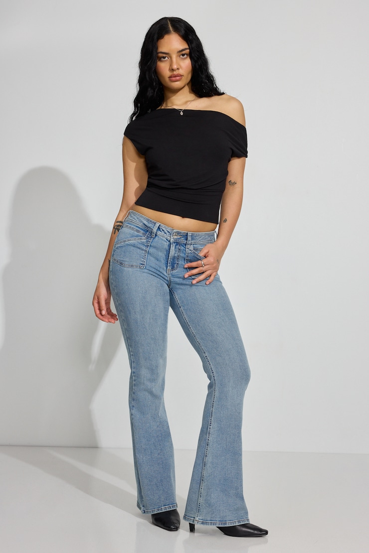 Low Rise Flare Jeans Blue