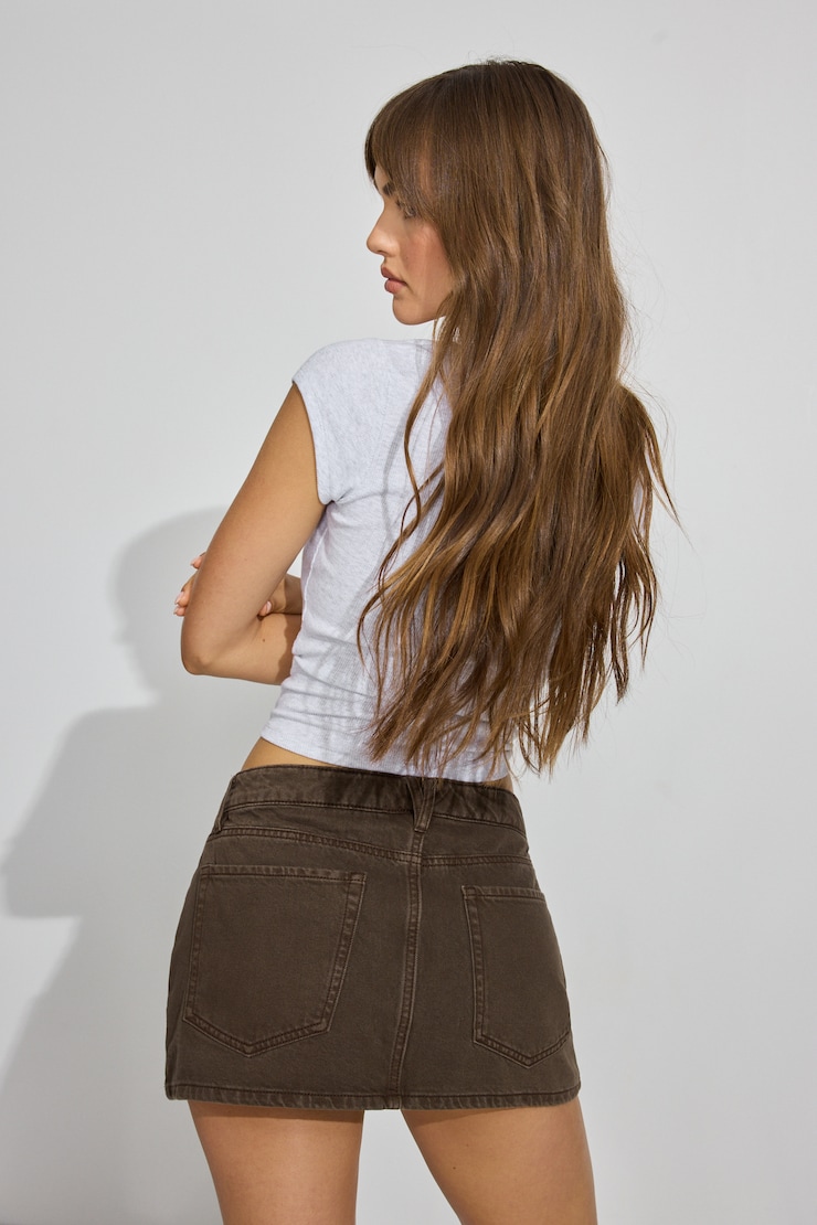 Twill Micro Skort Brown - Image 4
