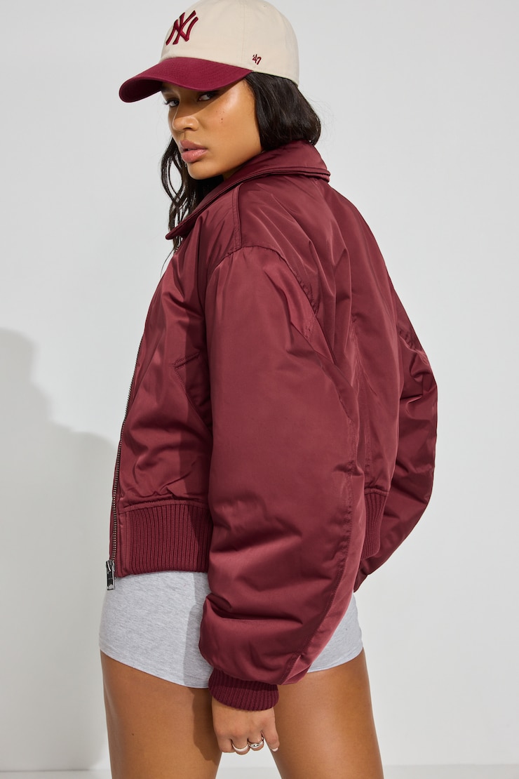 Bomber Jacket Burgundy - Image 4