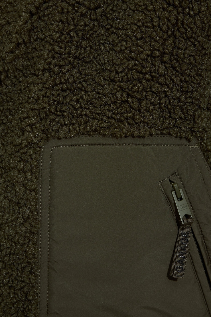 Sherpa Mixed Media Jacket Green - Image 5