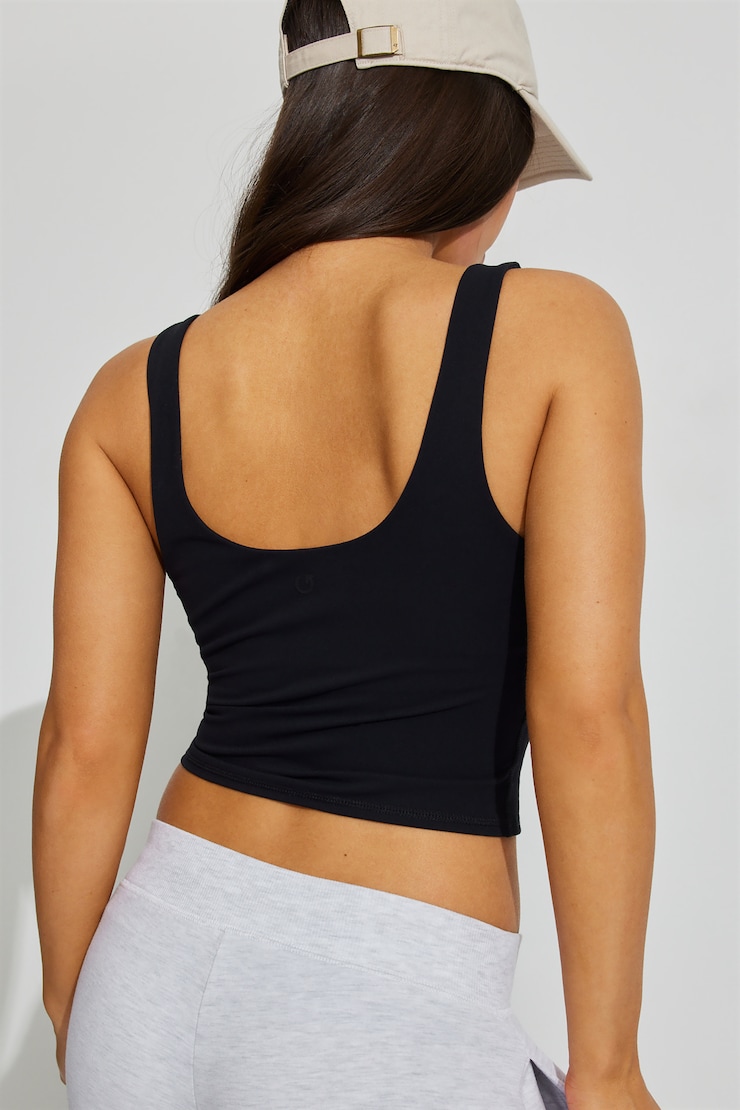 SoftActive Open Neck Tank Top Black - Image 3