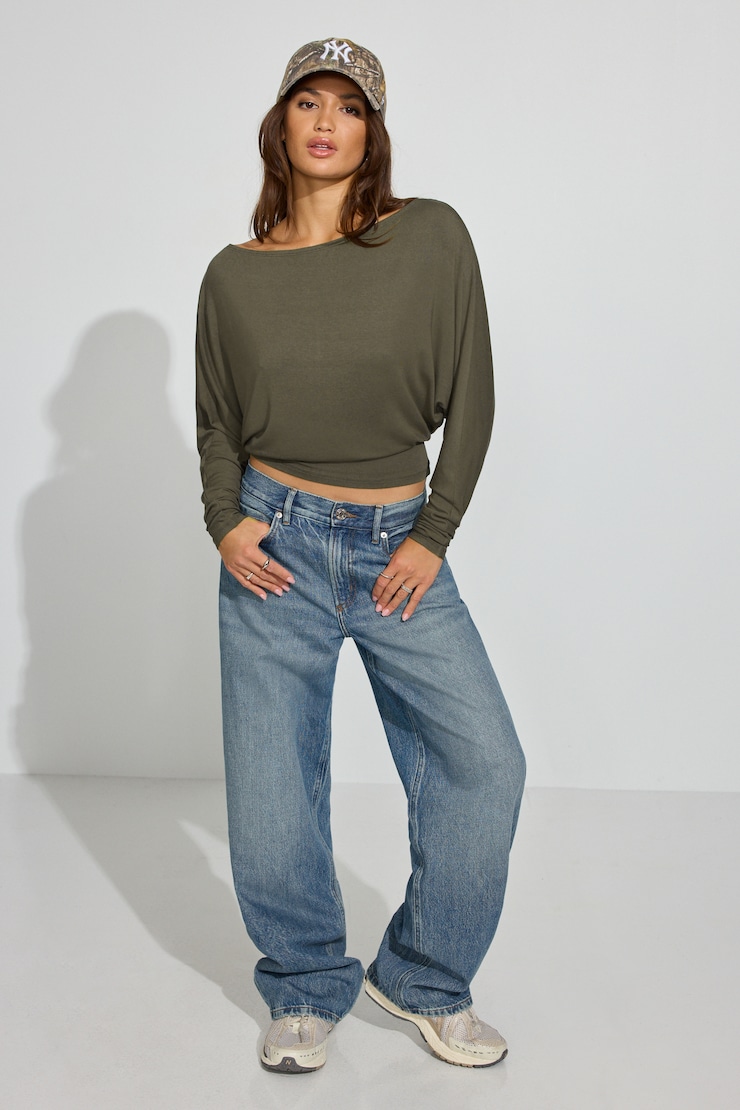 Smooth Dolman Boatneck Top Green - Image 2