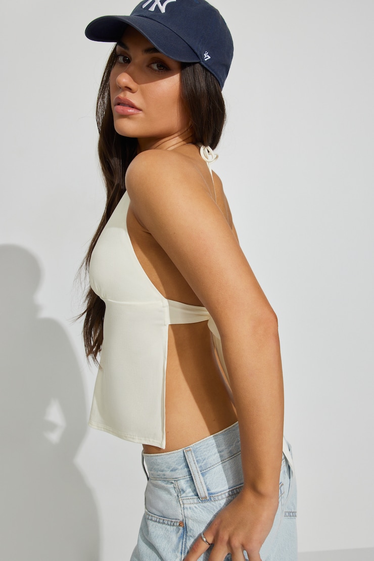 Celine Tie Back Apron Top White - Image 2