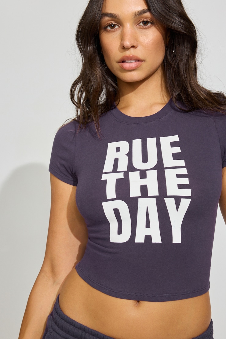 SuperSoft Cropped Crewneck T-Shirt Purple