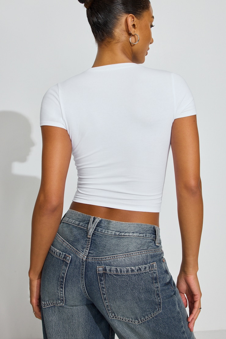 SuperSoft Cropped Crewneck T-Shirt White - Image 3