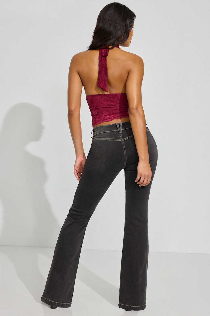 Low-Rise Flare Jeans Black - Image 3