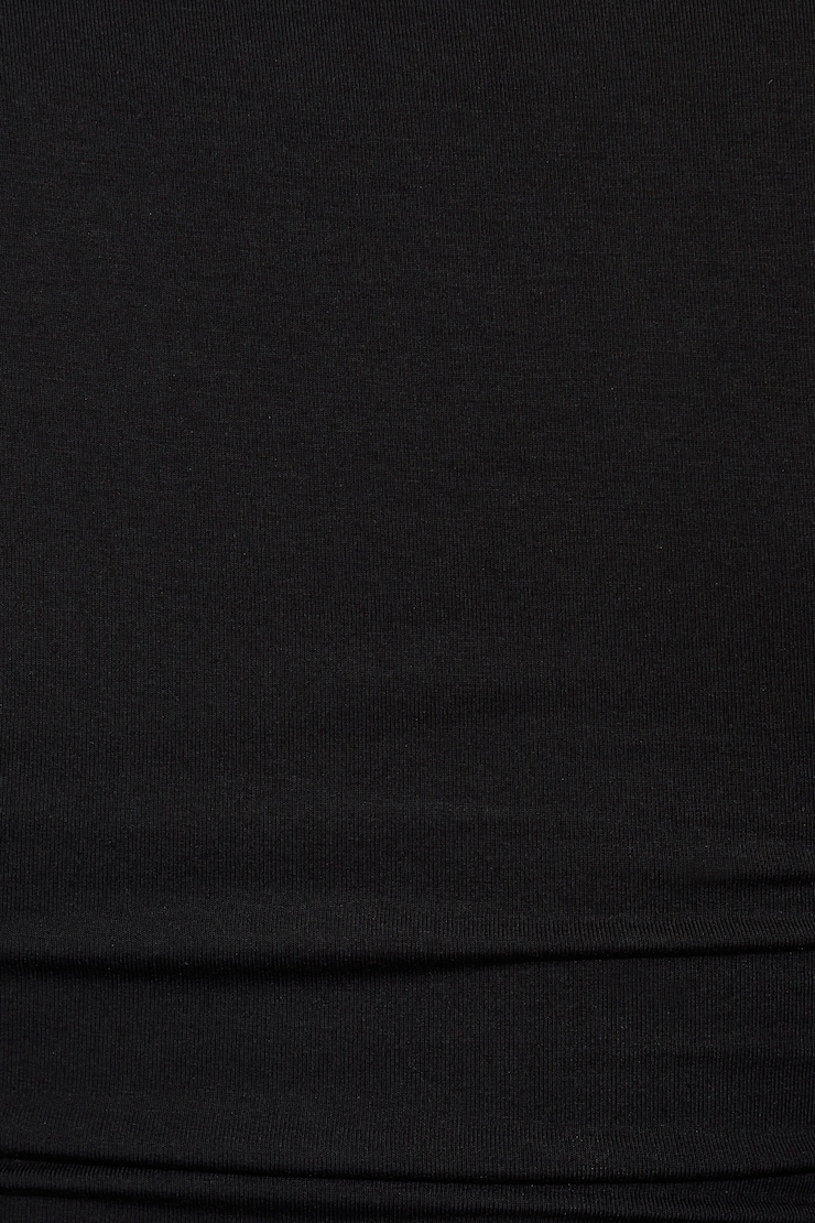 Smooth Open Neck Long Sleeve Tee BLACK - Image 4