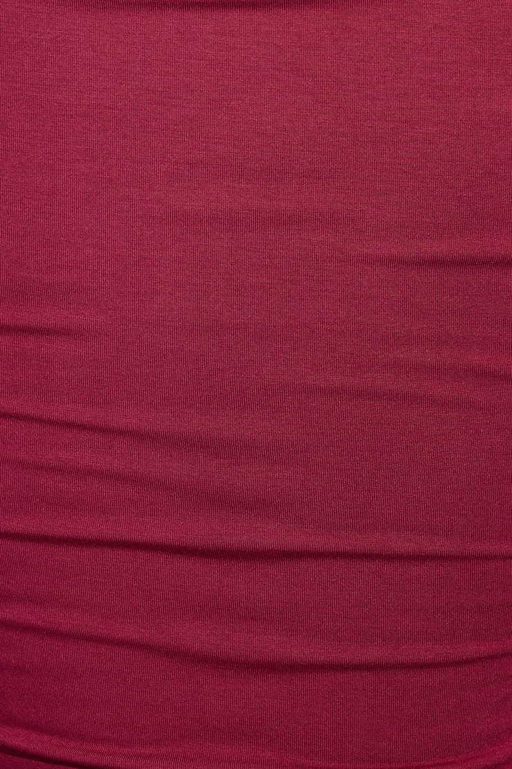 Smooth Open Neck Long Sleeve Tee Burgundy - Image 4