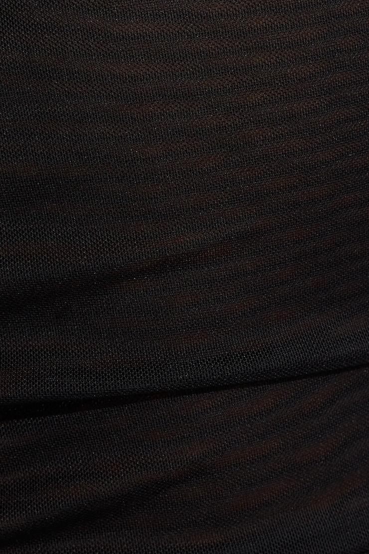 Asymmetric Mesh Long Sleeve Top Black - Image 5