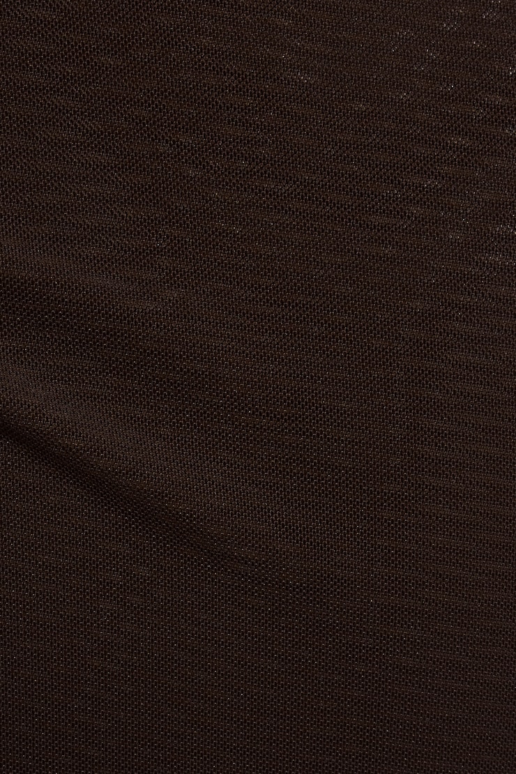 Asymmetric Mesh Long Sleeve Top Brown - Image 4