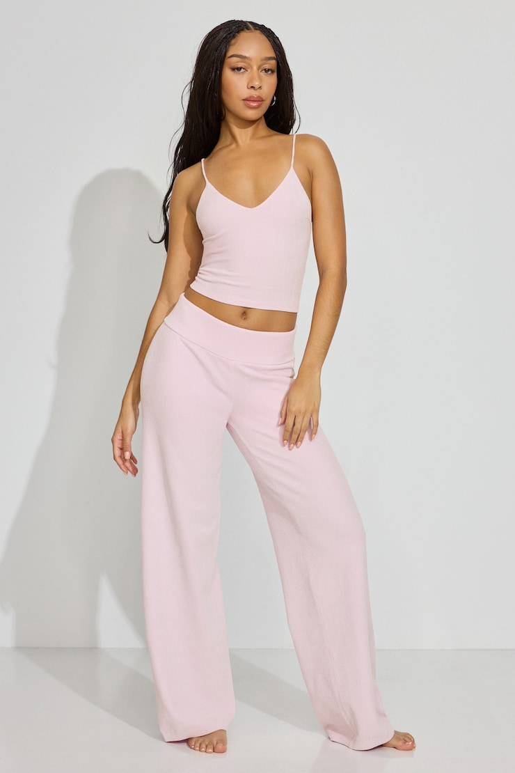 Chenille Low Rise Pants Pink