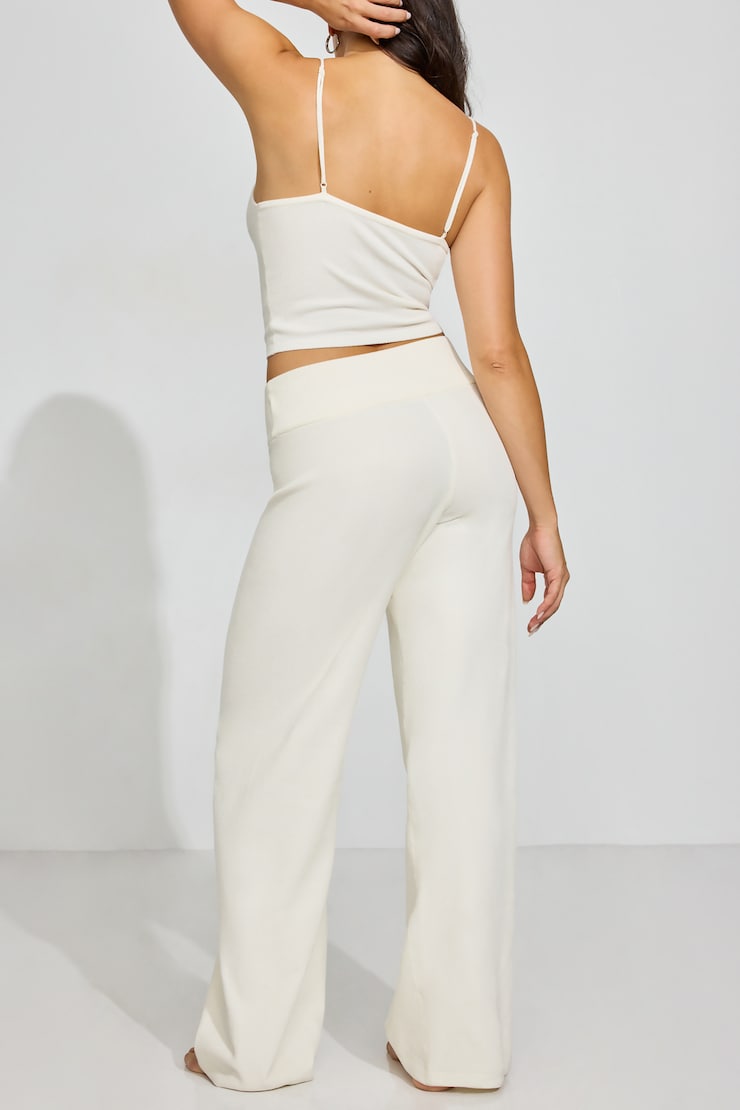 Chenille Low Rise Pants Beige - Image 3