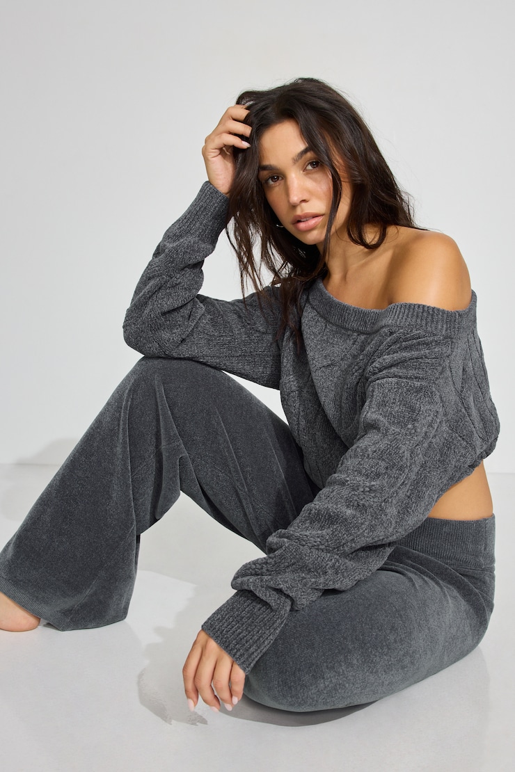 Chenille Low Rise Pants Gray - Image 2