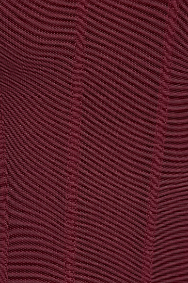 Mesh Longline Tube Corset Top Burgundy - Image 4