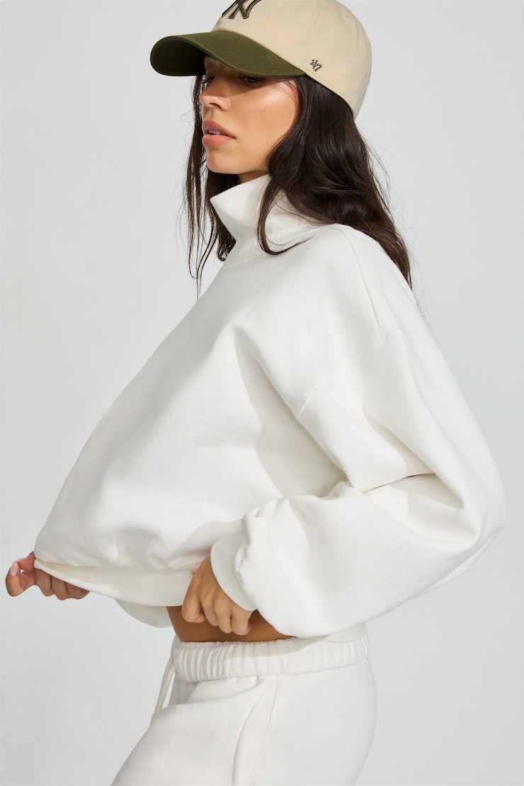 UltraFleece Bubble Mock Neck Sweater White - Image 2
