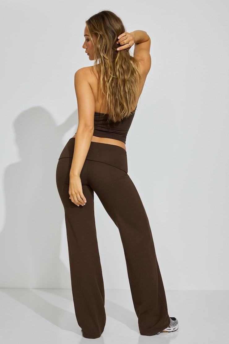 StretchTerry Foldover Pants Brown - Image 3