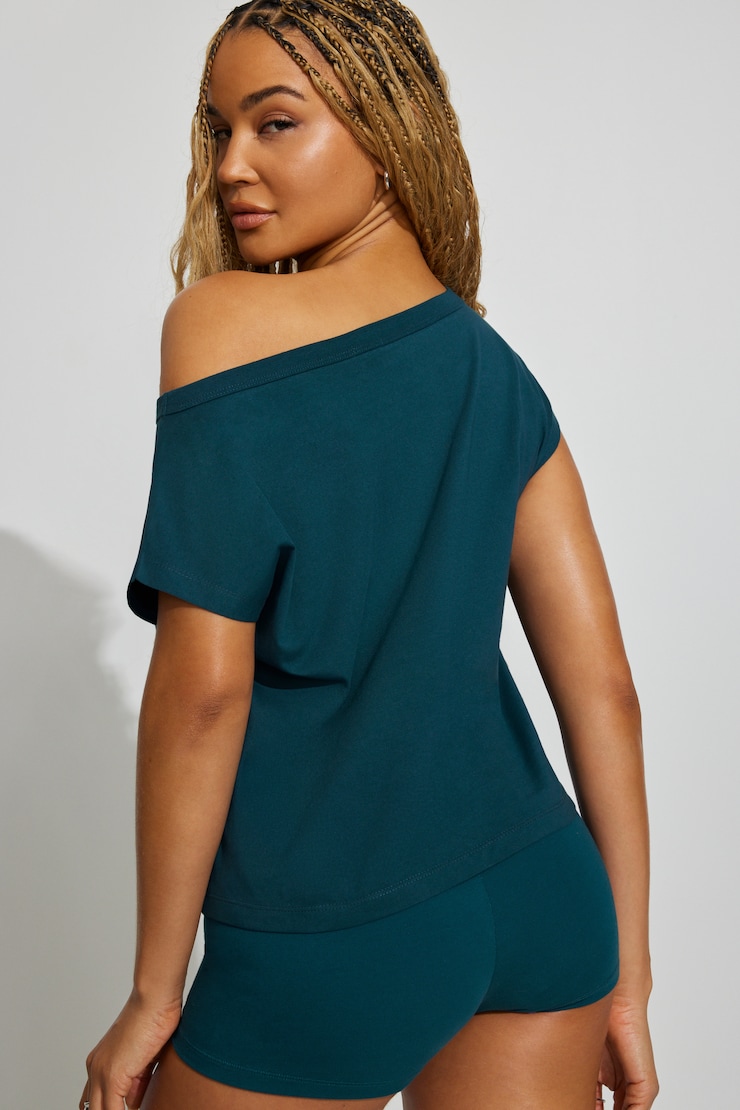 Wide Asymmetric T-Shirt Blue - Image 2