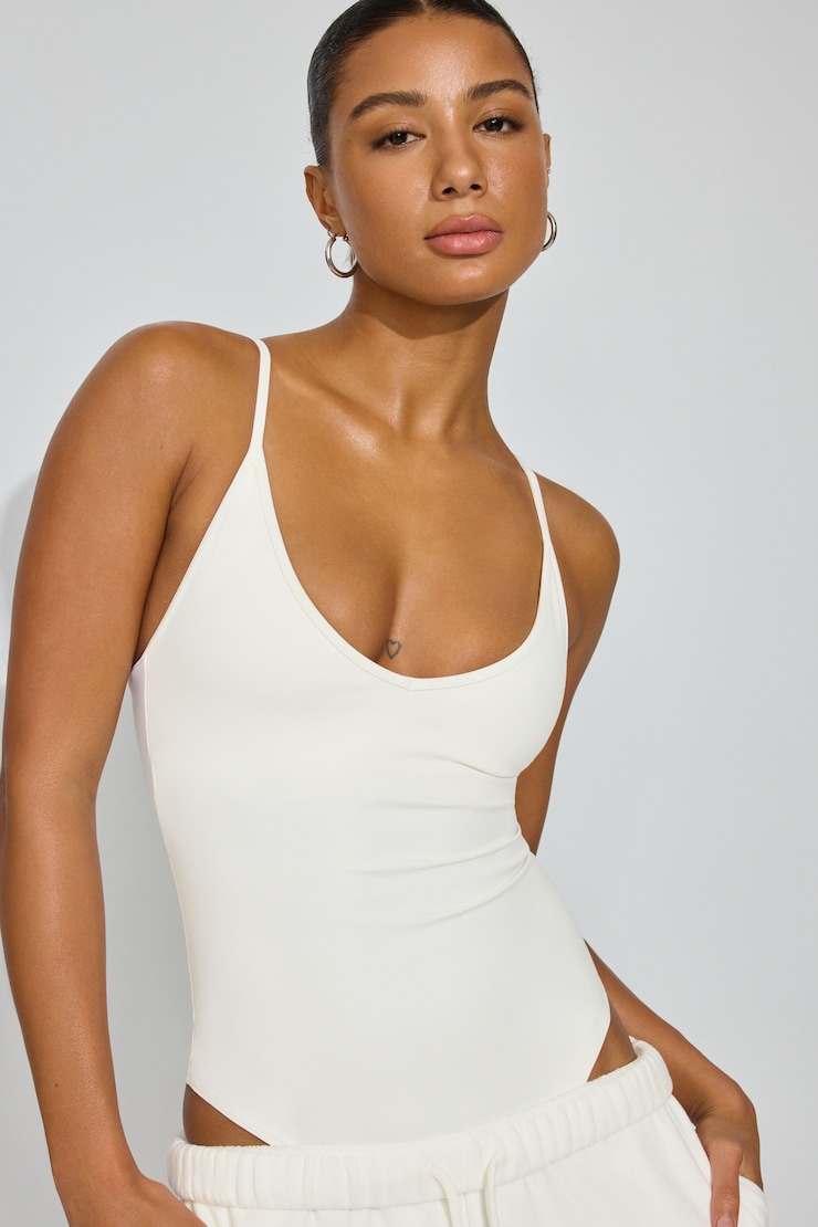 SoftActive Plunge Bodysuit White