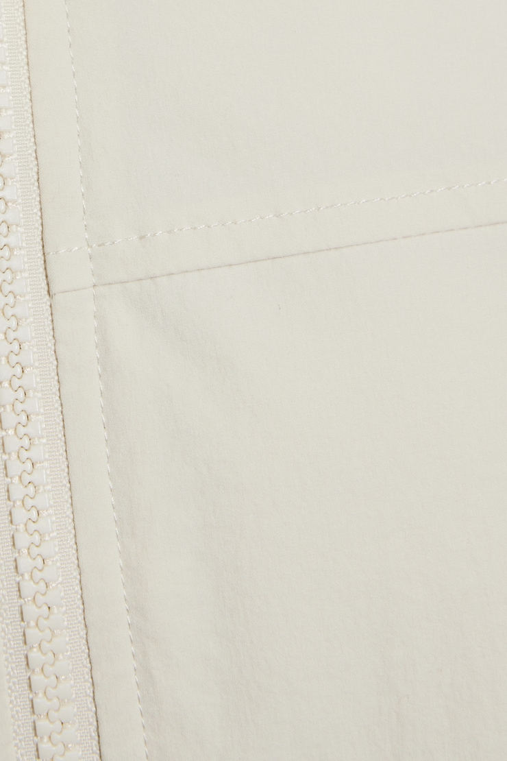 Cropped Nylon Bomber Jacket Beige - Image 5